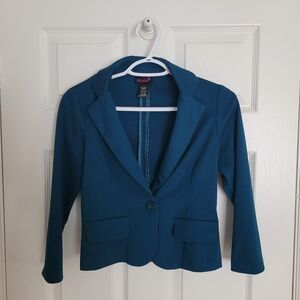 NWOT Flirtatious Vintage 3/4 Sleeve Teal Blue Women's Blazer SIZE S